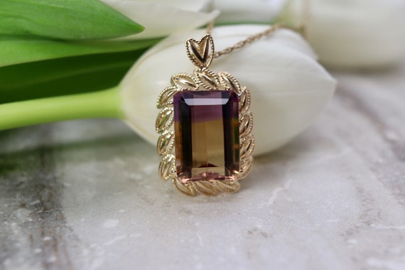 Estate 14K Ametrine Pendant, 15+ ct, 14k yellow g… - image 2