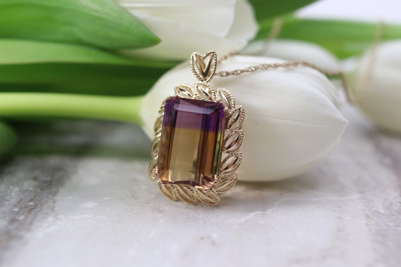 Estate 14K Ametrine Pendant, 15+ ct, 14k yellow g… - image 1