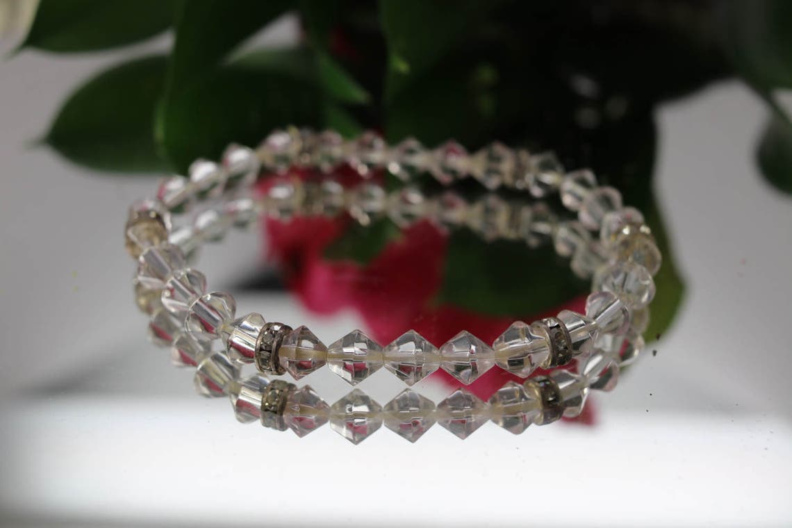 Vintage Clear Bead Bracelet Channel Set Rhinestone Bracelet Etsy