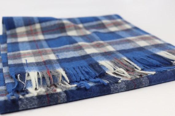 Vintage Pendleton Blue plaid scarf, 100% Virgin W… - image 6