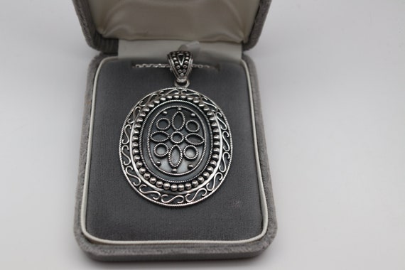 Estate Sterling Silver Pendant necklace , 29” ste… - image 6