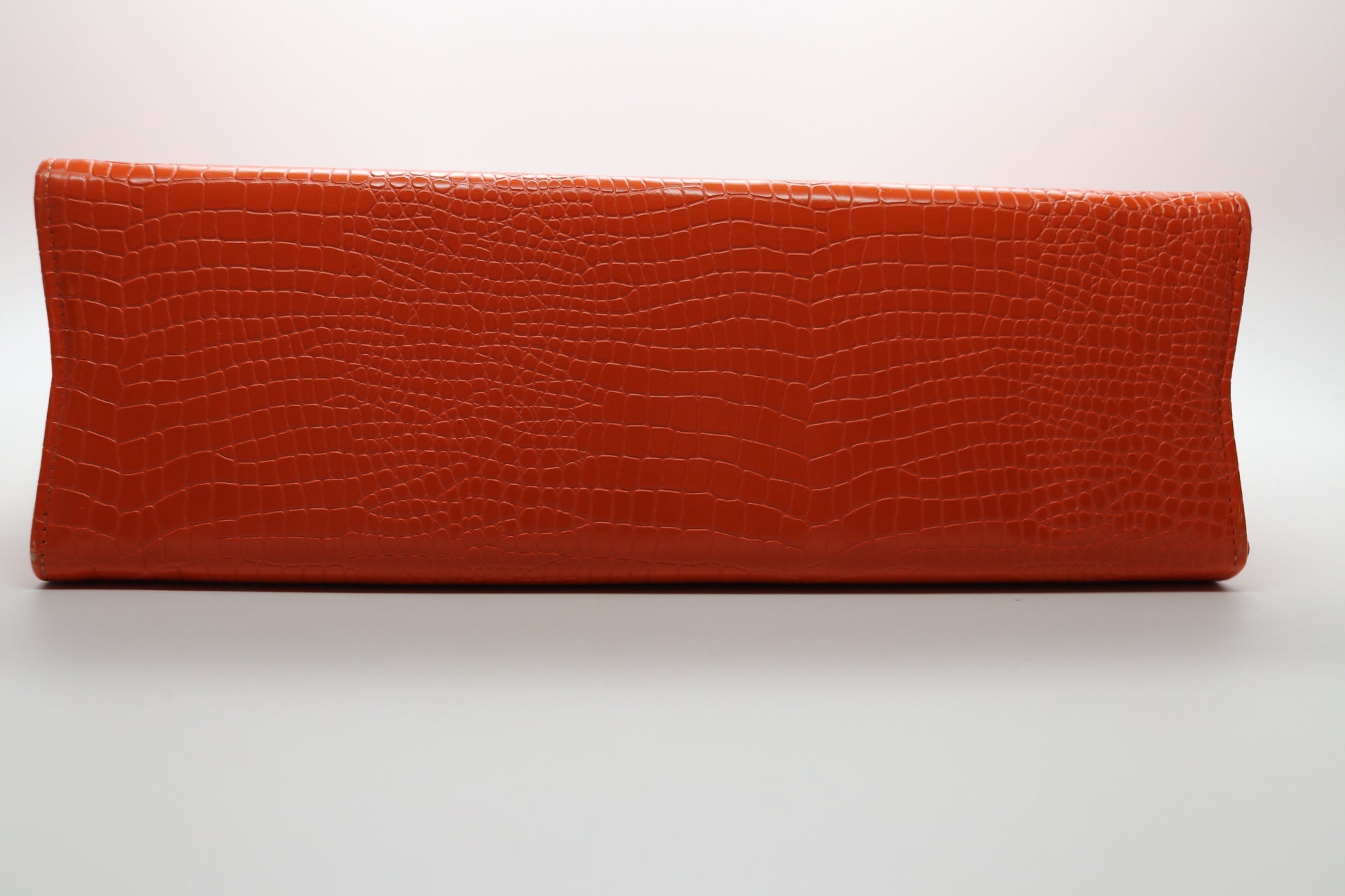Vintage Orange Leather Handbag Snake Skin Embossed Leather | Etsy