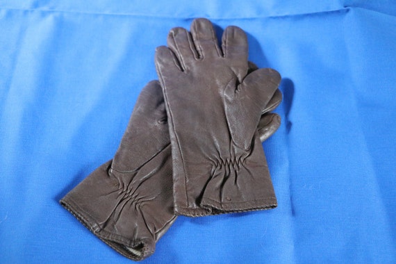 Vintage Brown Small Leather Gloves, leather drivi… - image 2