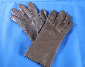 Vintage Brown Small Leather Gloves, leather driving gloves, winter leather gloves