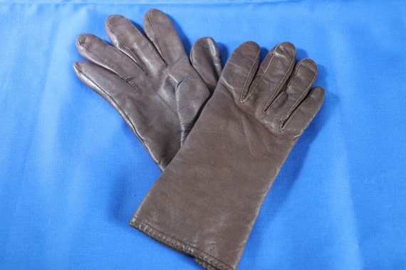 Vintage Brown Small Leather Gloves, leather drivi… - image 1