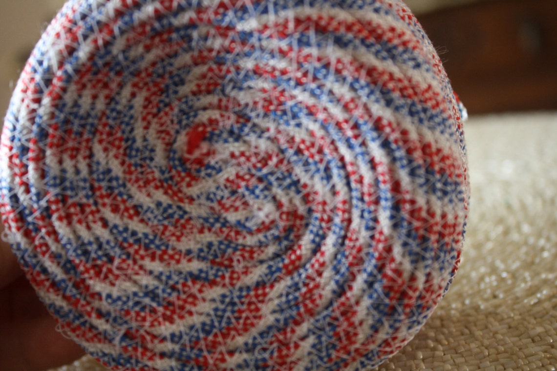 Red white and blue round paracord basket/ bowl flexible Etsy