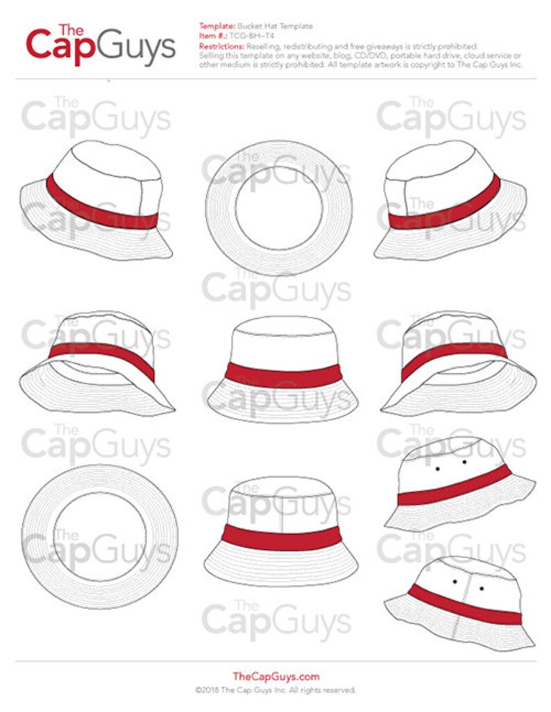 Template Bucket Hat Cap 10 Angles Layered Detailed And Etsy