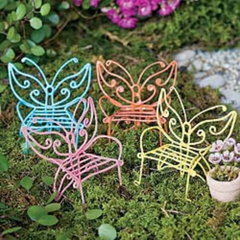 Miniature Dollhouse Fairy Garden Furniture Orange Metal