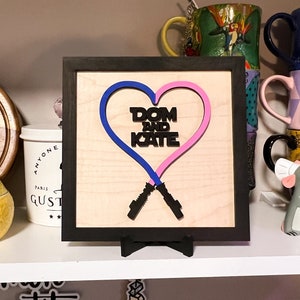 Star Wars Valentines Gift, lightsaber heart, personalized Star Wars sign, boyfriend gift, valentines gift, girlfriend gift, husband gift image 2
