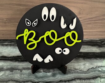 Mini Boo Halloween sign // Tier tray sign // Sign with Easel // Spooky Ghost Sign // Mini Shelf Sitter sign