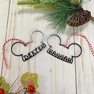 Disney Ornaments Personalized Mickey Ears // Mouse ears hat ornament // Name ornament // Black mouse ears Disney Christmas // Stocking Tag