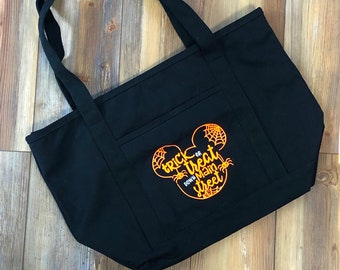 Trick or Treat Tote, Disney halloween tote, disney halloween party tote, trick or treat down main street