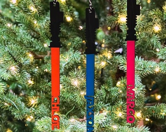 Star Wars Christmas ornament, lightsaber ornament, personalized Star Wars ornament, light saber ornament, kids names, name ornament, Disney