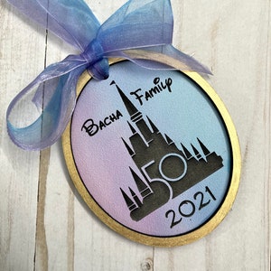Disney World 50th Anniversary Ornament, Disney 50th gift, family ornament, disney castle ornament, personalized disney gift, christmas