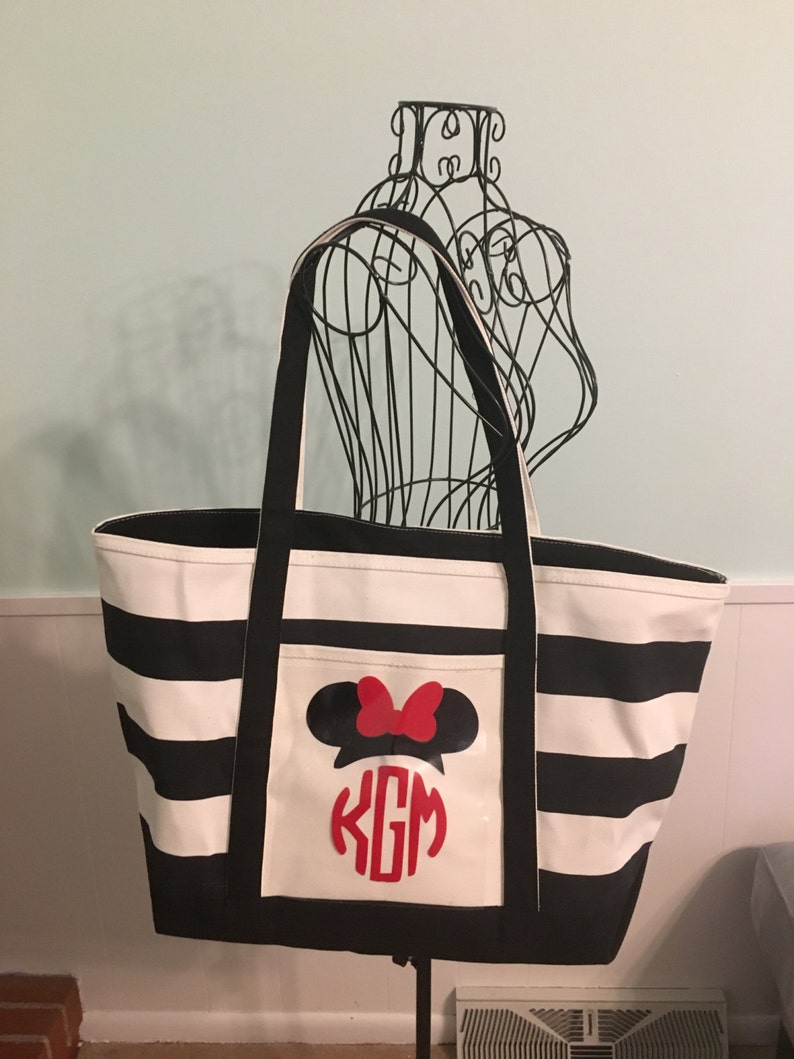 Monogram Mouse Ears Tote Bag // Disney Boat Tote // Disney Bag Etsy