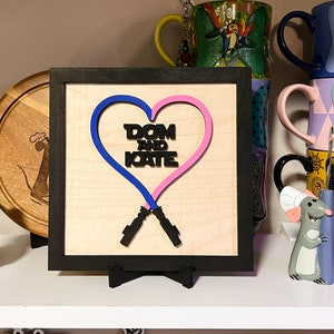 Star Wars Valentines Gift, lightsaber heart, personalized Star Wars sign, boyfriend gift, valentines gift, girlfriend gift, husband gift image 5