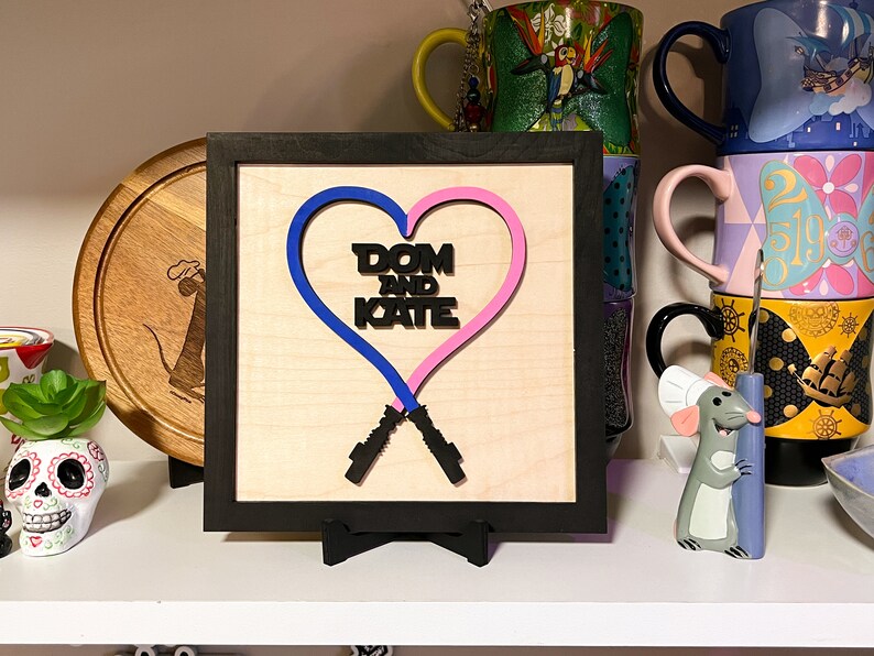 Star Wars Valentines Gift, lightsaber heart, personalized Star Wars sign, boyfriend gift, valentines gift, girlfriend gift, husband gift image 5