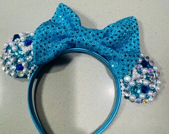 Blue Jeweled Minnie Mouse Ears