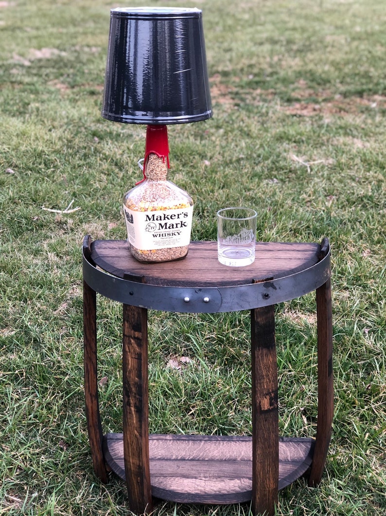 Half Bourbon Barrel End Table Etsy
