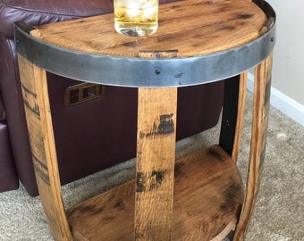 Bourbon Barrel Half End Table