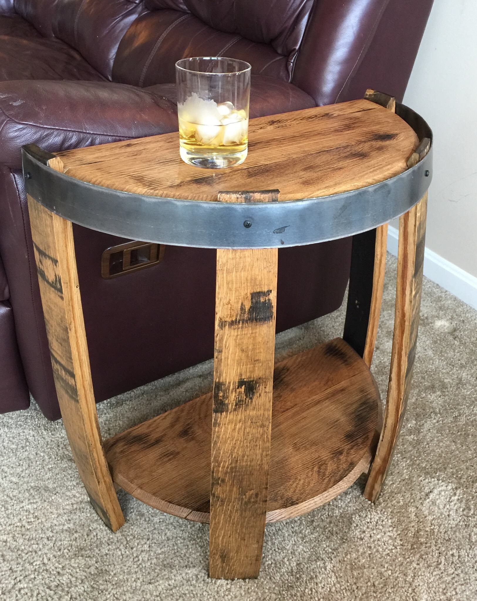 Bourbon Barrel Half End Table Etsy