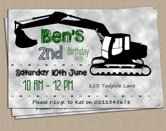 Digger Personalied Party Invite DIGITAL