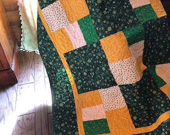 Irish Quilt, Shamrock Quilt, Irish Blanket, Custom Irish Wedding Gift, St. Patrick's Day Quilt