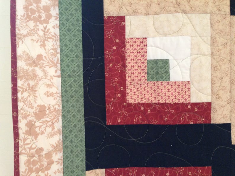 Log Cabin Quilt , Handmade Quilt, Log Cabin Pattern Quilt image 1