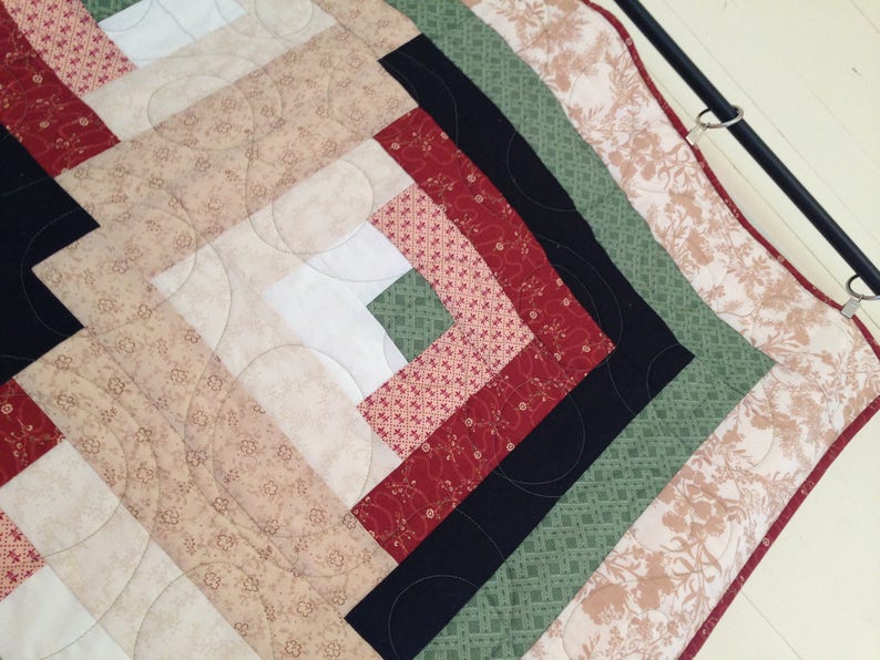 Log Cabin Quilt , Handmade Quilt, Log Cabin Pattern Quilt image 2