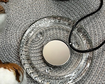Mirror Circle Necklace: Art Glass Statement Pendant