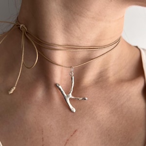Colgante de letra burbuja de plata 925, collar de cordón con iniciales, collar con monograma personalizado, regalo para novia, joyería personalizada, regalo de cumpleaños