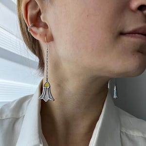 Handmade stained glass earrings, snowdrop earrings, mothers day gift, flower earrings, snowdrop jewelry, wedding earrings