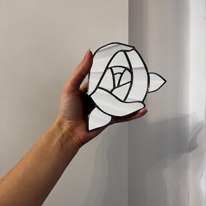 Miroir rose en vitrail, petit miroir mural, miroir décoratif en forme de fleur, miroir unique, ornement en vitrail, cadeau pour petite amie