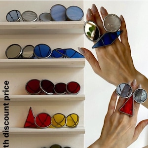 AVAILABLE Big disc ring Statement multicolor rings for women Chunky black gothic jewelry minimalist large disk massive round circle  Bold