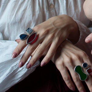 Anillo de banda abierta gruesa, joyería llamativa para mujeres, anillo geométrico grande