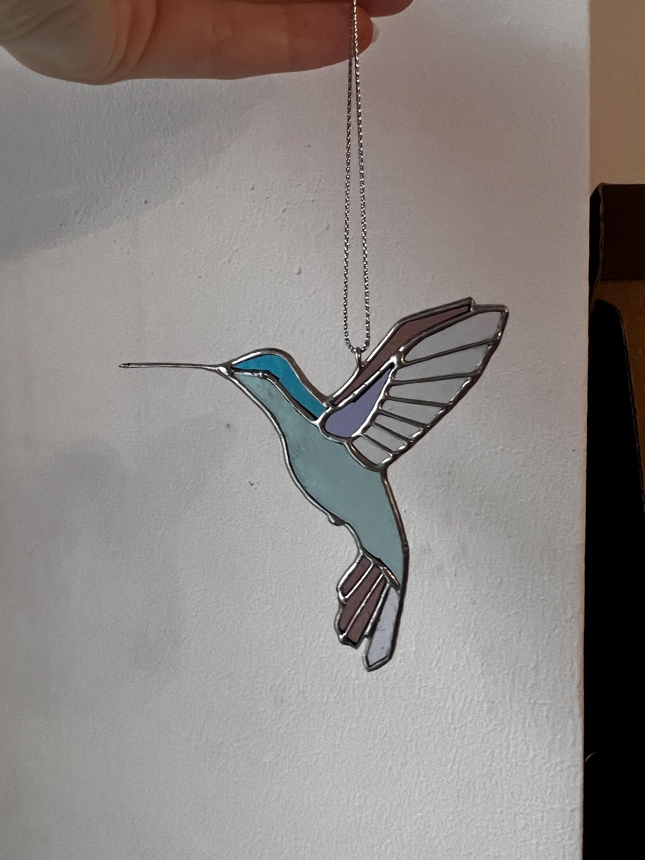 Handmade Stained Glass Hummingbird Suncatcher: Unique Window Decor