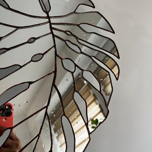 Handmade monstera leaf mirror for plant lovers