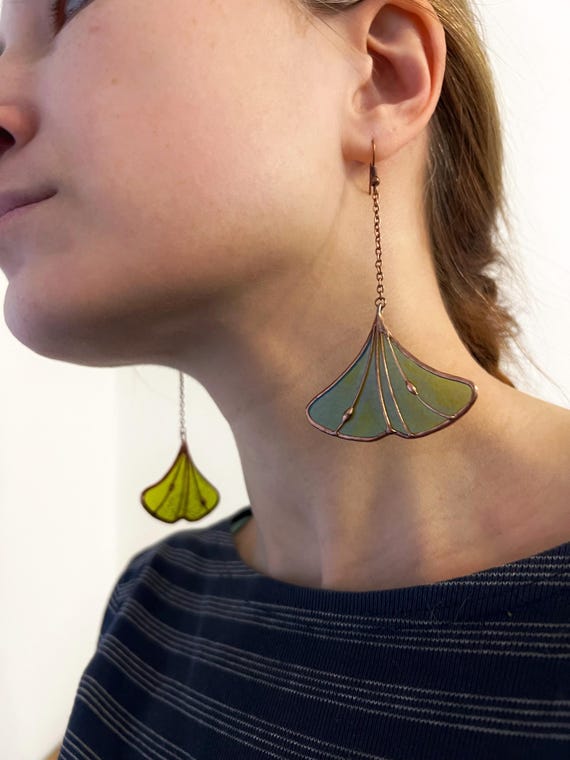 Boucles D'oreilles Pendantes Feuille De Ginkgo - Doré, Acier Inoxydable, Style Vintage Chic