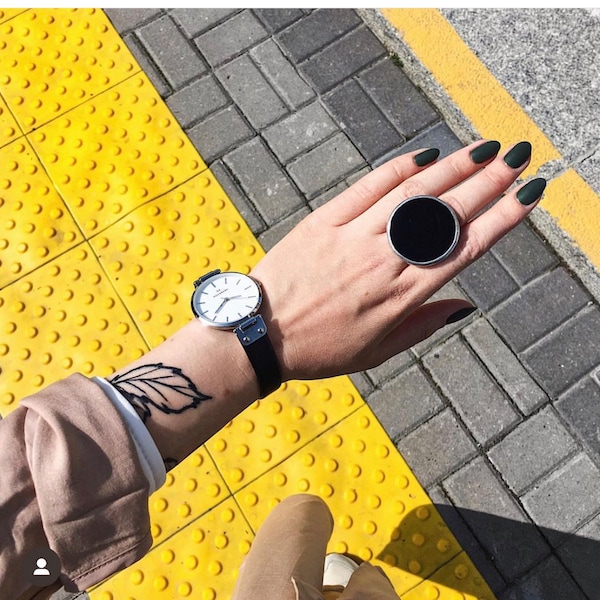 Schwarzer Statement Ring - Gothischer minimalistischer Silberring