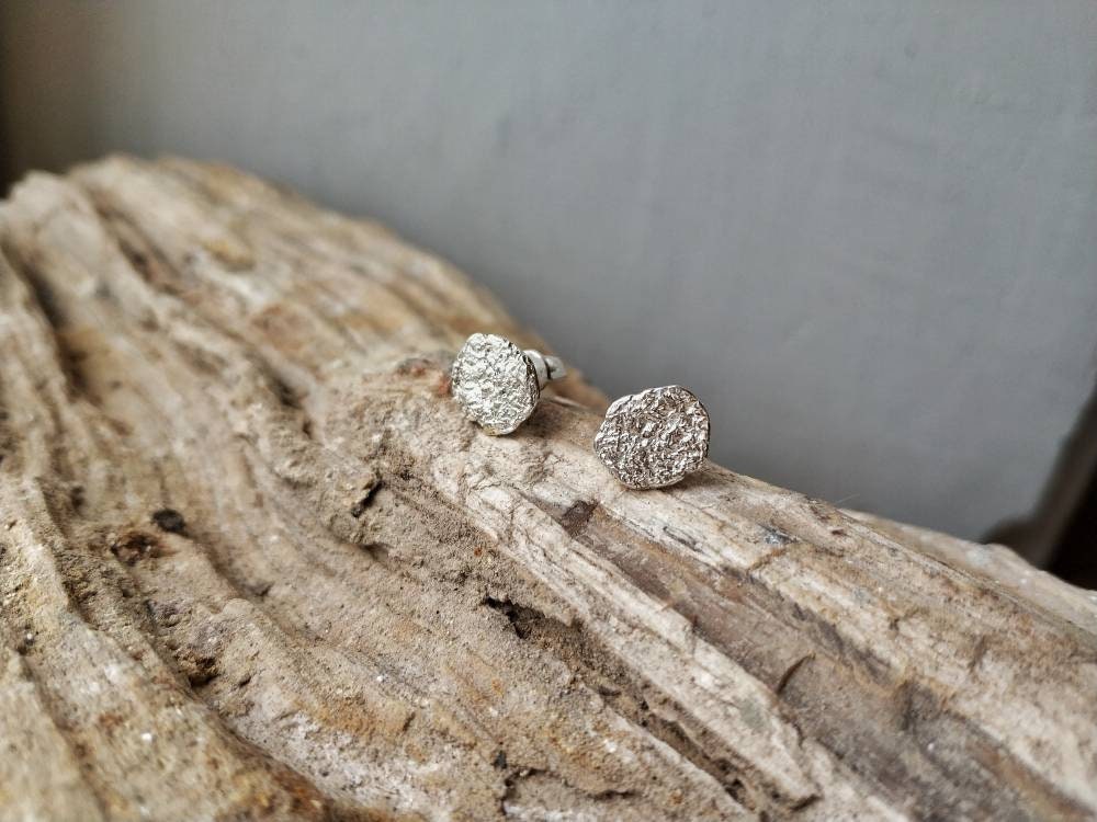 Sterling Silver 925 Studs for Women Meteorite Textured | Etsy
