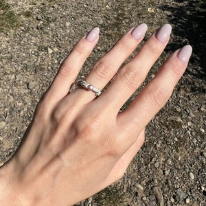 Elegant Silver Ring with Pearls Anniversary, Engagement or Gift for Wife, 30th Pearl Wedding image 9