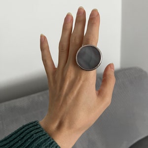 Chunky Statement Ring: Gothic Minimalist Brass Disc Ring