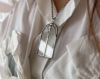 Gothic Stained Glass Necklace – Cathedral Window Pendant