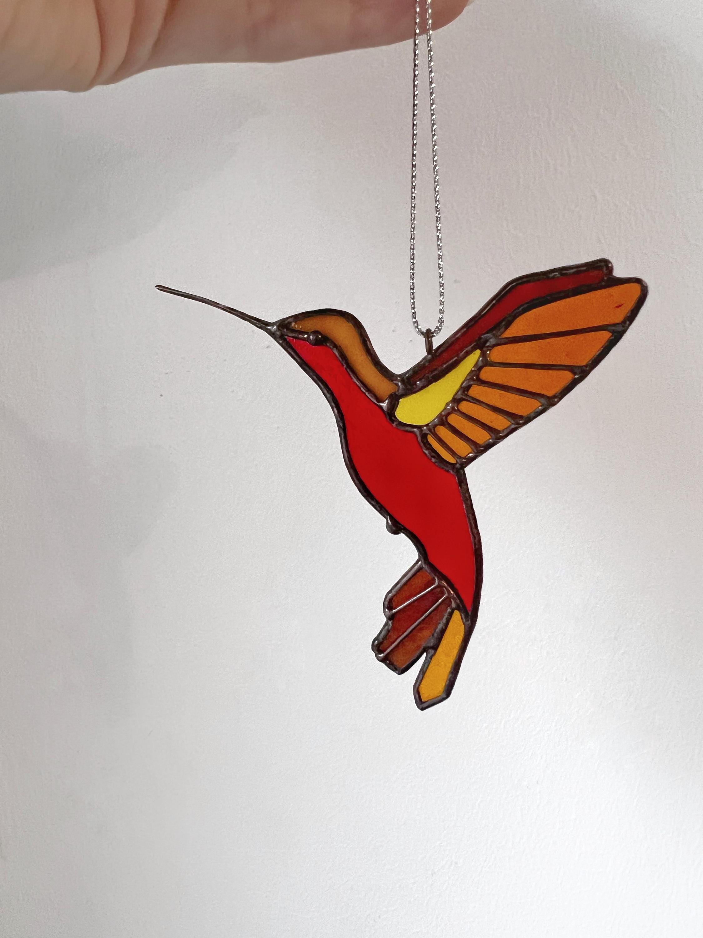 Handmade Stained Glass Hummingbird Suncatcher: Unique Window Decor