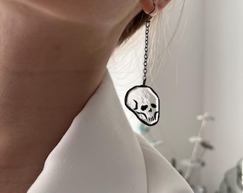 Glass Skull Earrings Gothic Halloween Jewelry