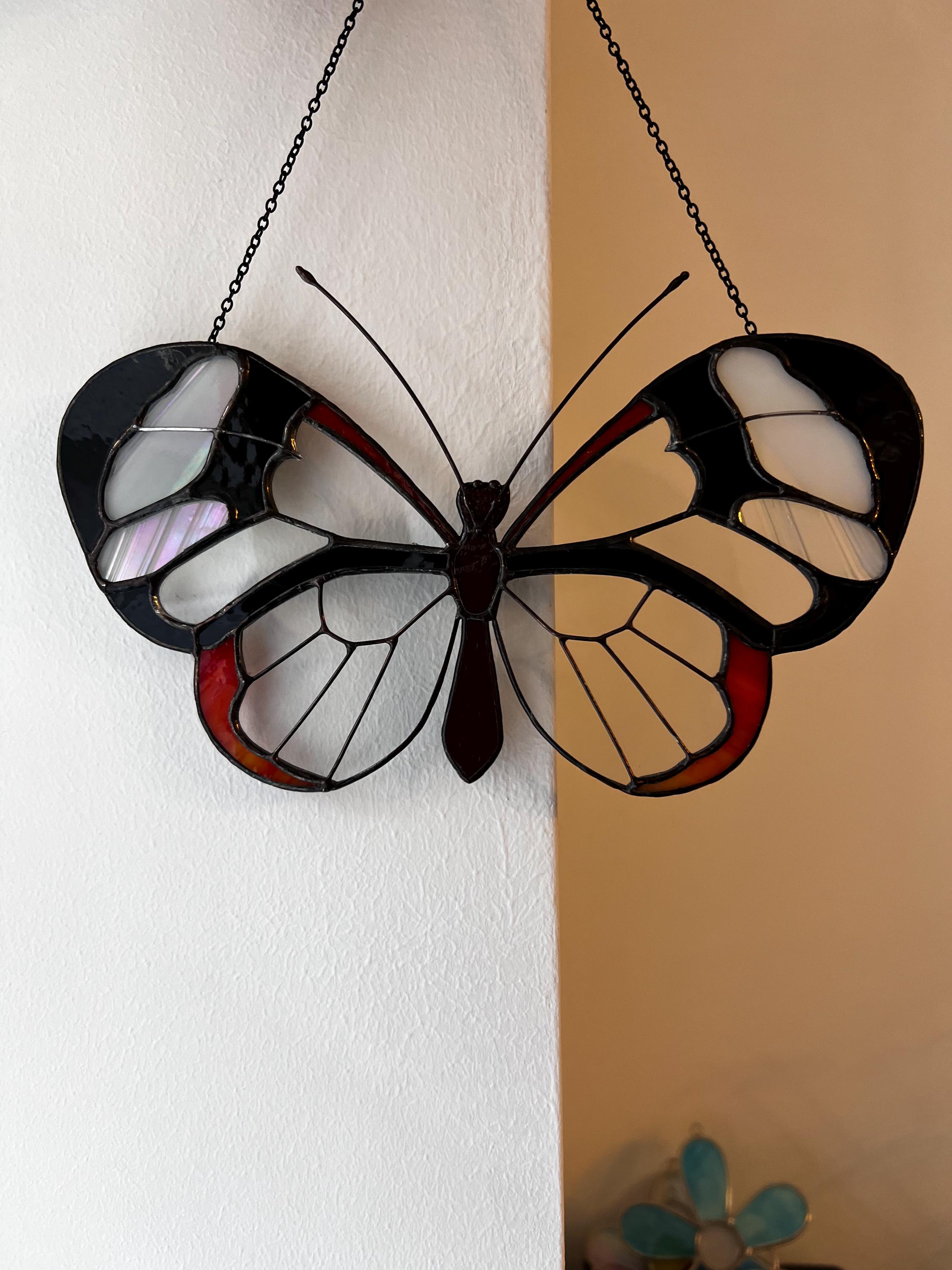 stained Glass Butterfly Suncatcher, Window Hanging Decor, Gift For Mom