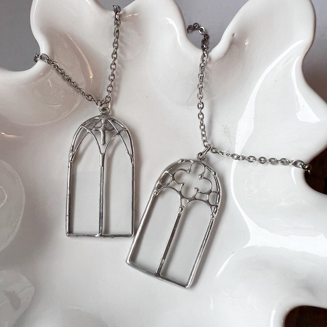 Window Pendant Stained Glass Cathedral Window Pendant Necklace: Gothic Jewelry - Etsy