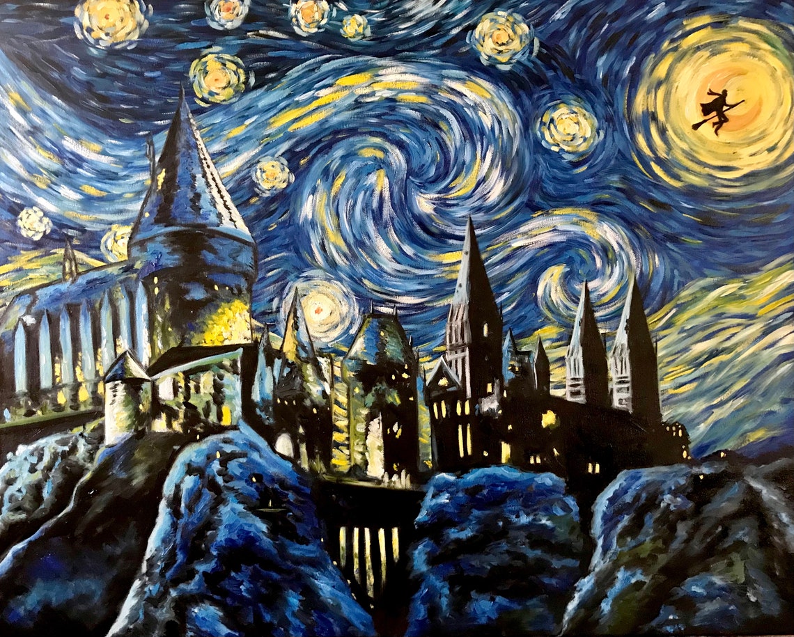 Harry Potter Van Gogh Painting Print Fine Art Print Starry Etsy