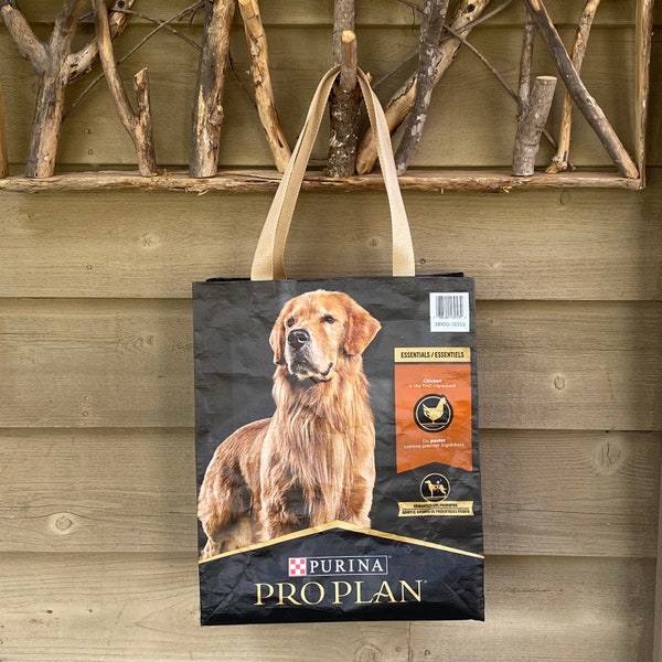 Purina Pro Plan Dog Food Upcycled Tote Bag,Upcycled Market Tote,Repurposed Tote,Upcycled Feed Bag,Feedsack Tote,Recycled Golden Retriever