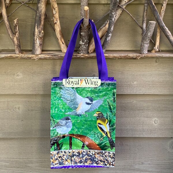 Royal Wing Regional Blend Wild Bird Food, Recycled feed bag, Upcycled Feed Bag, Feedsack Tote, Farmers Market, Bird Seed, Grocery Bag Tote